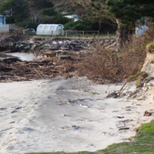 Erosion of the beach
